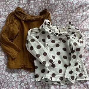 Kids Polka Dot and Solid Brown Tops